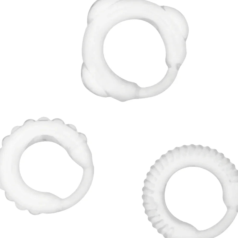 ADDICTED TOYS - SET 3 ANILLOS PENE CLEAR - Nuvica