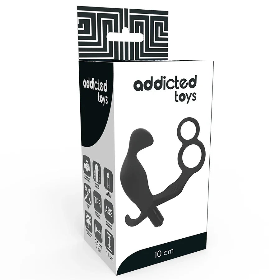 ADDICTED TOYS - PLUG ANAL CON ANILLA DOBLE PENE Y TESTÍCULOS NEGRO - Nuvica