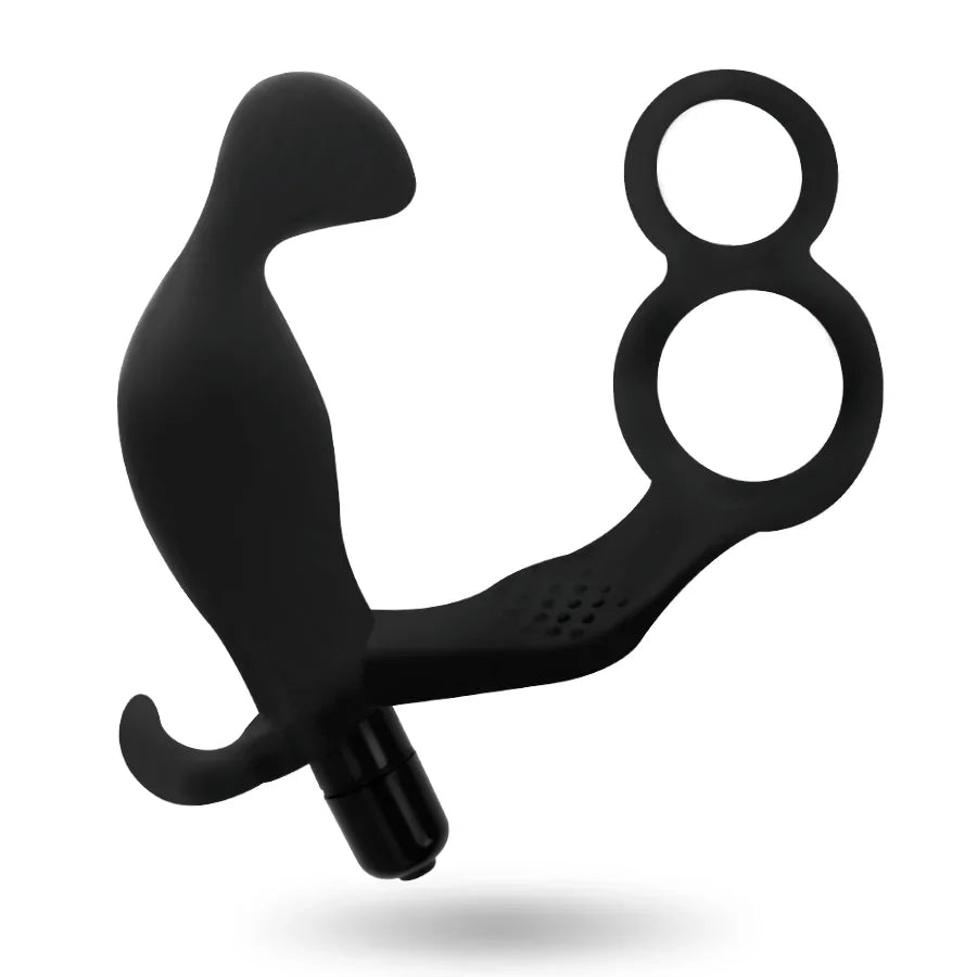 ADDICTED TOYS - PLUG ANAL CON ANILLA DOBLE PENE Y TESTÍCULOS NEGRO - Nuvica