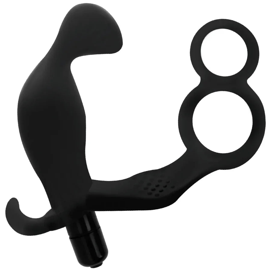 ADDICTED TOYS - PLUG ANAL CON ANILLA DOBLE PENE Y TESTÍCULOS NEGRO - Nuvica