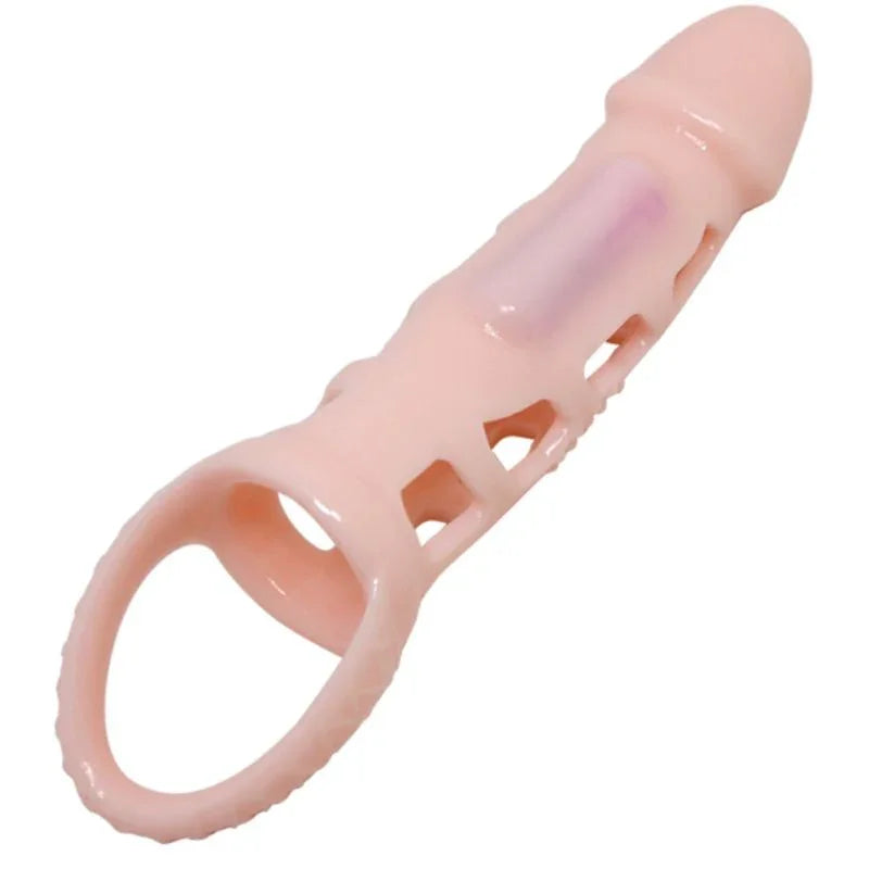BAILE - FUNDA EXTENSORA PENE CON VIBRACIÓN Y STRAP NATURAL 13.5 CM - Nuvica