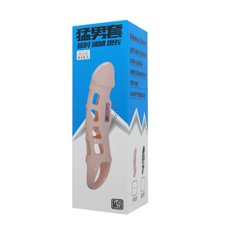 BAILE - FUNDA EXTENSORA PENE CON VIBRACIÓN Y STRAP NATURAL 13.5 CM - Nuvica