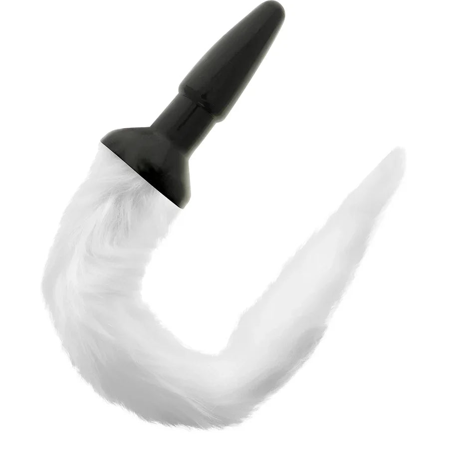 DARKNESS - PLUG ANAL SILICONA CON COLA BLANCA - Nuvica