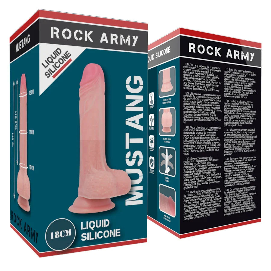 ROCKARMY - MUSTANG DILDO REALÍSTICO LIQUID SILICONE 18 CM -O- 4.14 CM - Nuvica