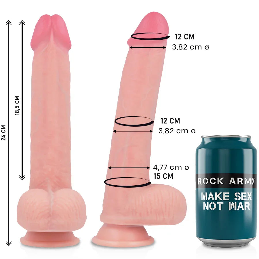ROCKARMY - KINGCOBRA DILDO REALÍSTICO LIQUID SILICONE 24 CM -O- 4.77 CM - Nuvica