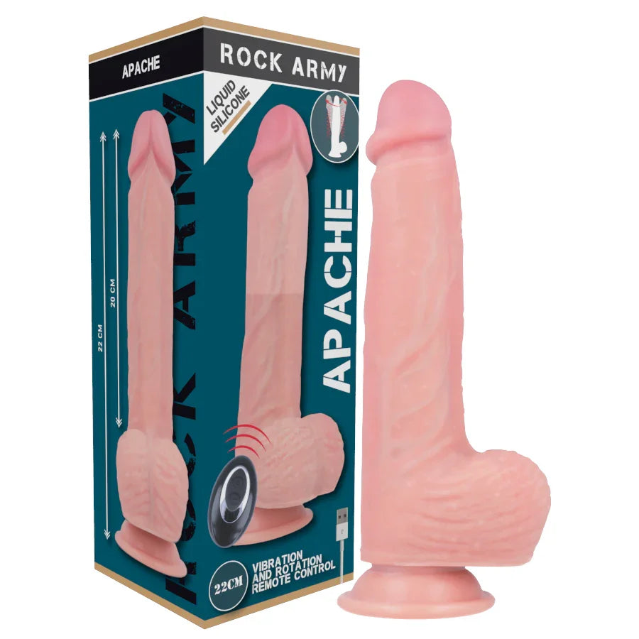 ROCKARMY - APACHE VIBRADOR REALÍSTICO CONTROL REMOTO LIQUID SILICONE 20.5 CM -O- 4.62 CM - Nuvica