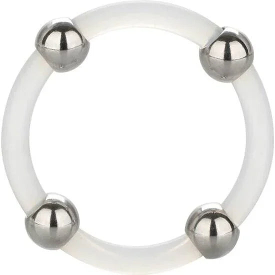 CALEXOTICS - ANILLO DE SILICONA CON CUENTAS DE ACERO TALLA L - Nuvica
