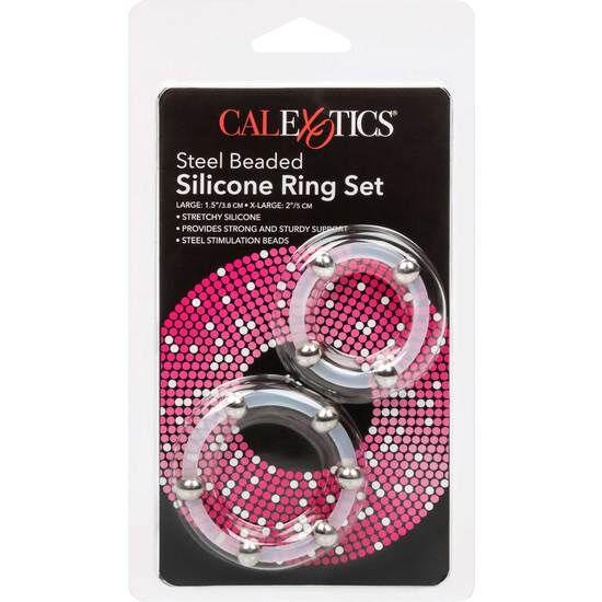 CALEXOTICS - KIT DE 2 UDS ANILLO DE SILICONA CON CUENTAS DE ACERO - Nuvica