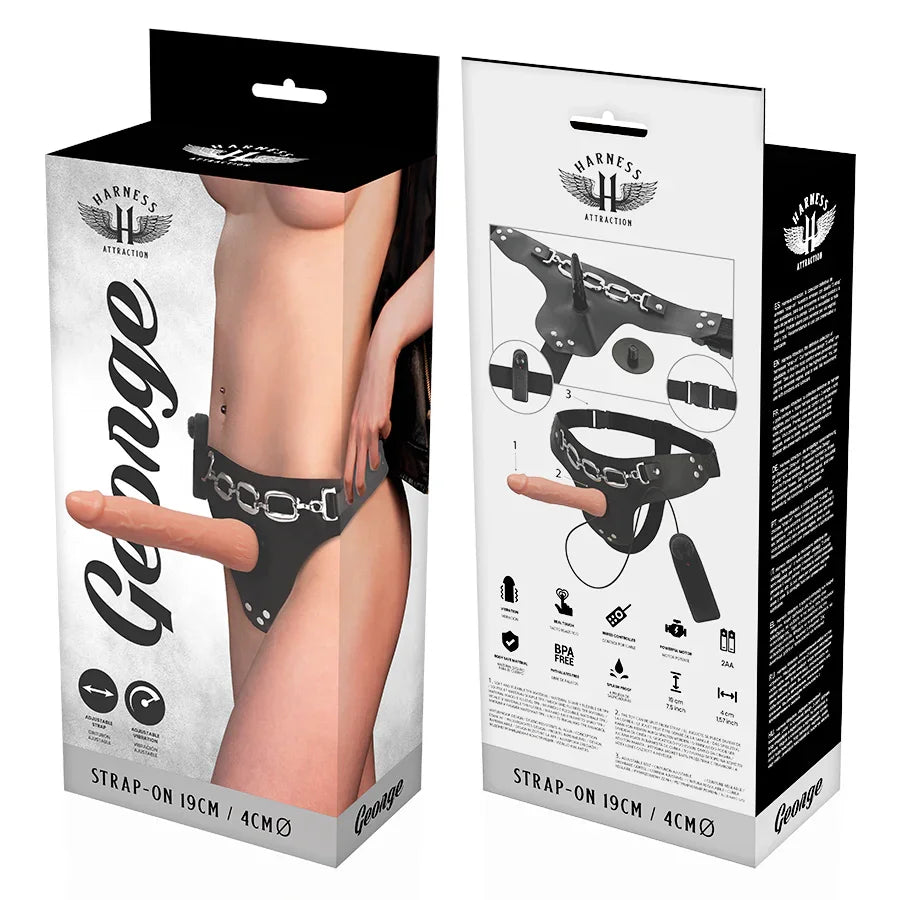 HARNESS ATTRACTION - ARNÉS GEORGE REALÍSTICO VIBRADOR 19 CM -O- 4 CM - Nuvica