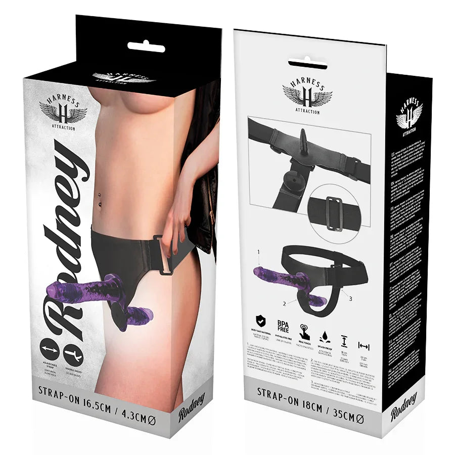 HARNESS ATTRACTION - RODNEY DOBLE PENETRACIÓN VIBRADOR 18 CM -O- 3.5 CM - Nuvica