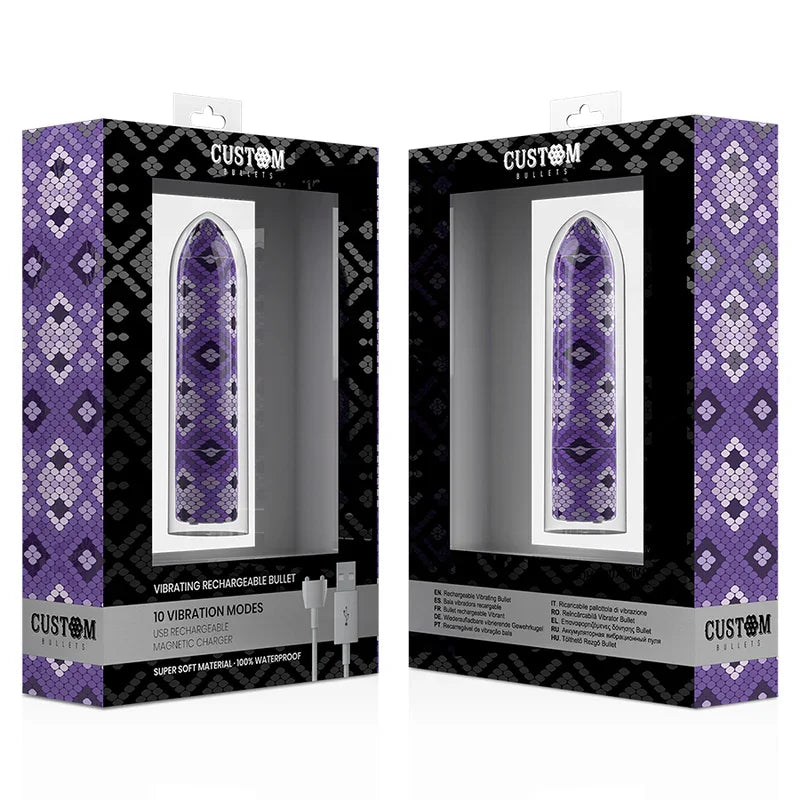CUSTOM BULLETS - BALA RECARGABLE SNAKE LILA 10 INTENSIDADES - Nuvica