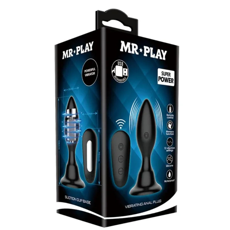 MR PLAY - PLUG ANAL CON VIBRACIÓN NEGRO CONTROL REMOTO - Nuvica