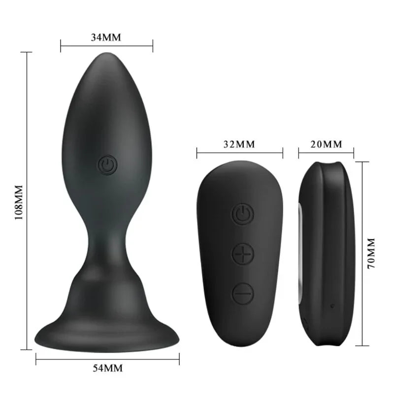 MR PLAY - PLUG ANAL CON VIBRACIÓN NEGRO CONTROL REMOTO - Nuvica