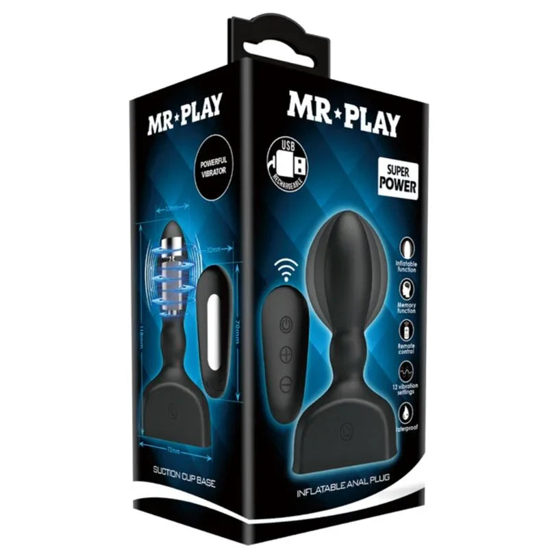 MR PLAY - PLUG ANAL HINCHABLE NEGRO CONTROL REMOTO - Nuvica