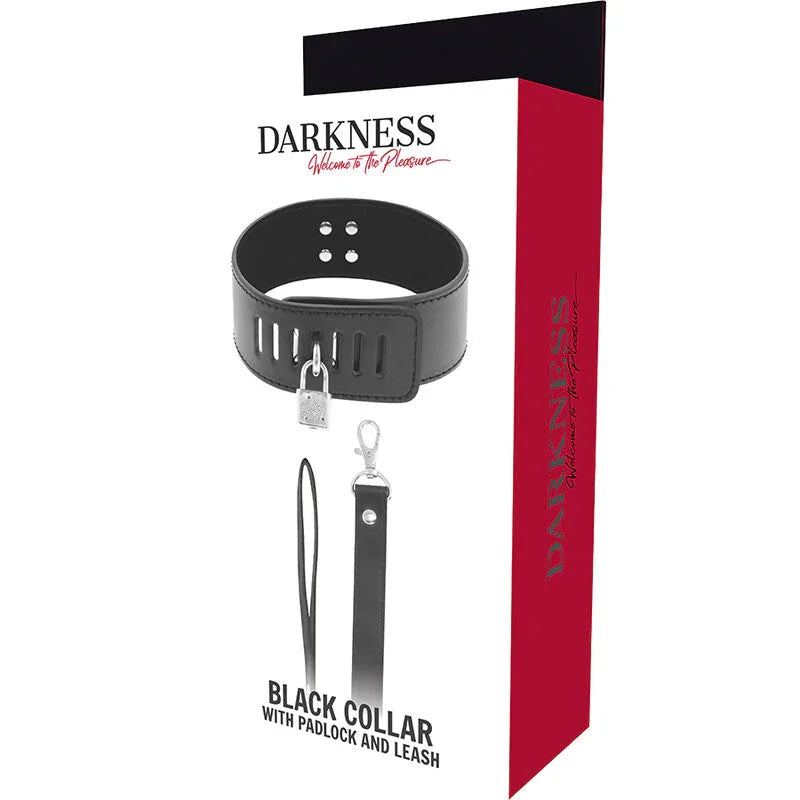 DARKNESS - COLLAR BDSM CON CANDADO NEGRO - Nuvica