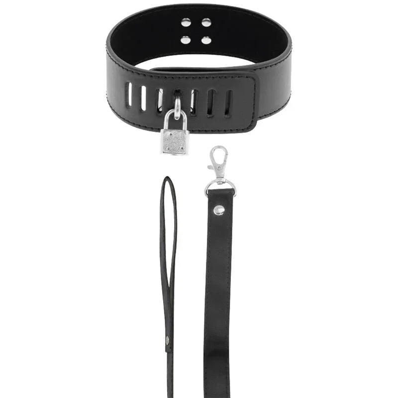 DARKNESS - COLLAR BDSM CON CANDADO NEGRO - Nuvica
