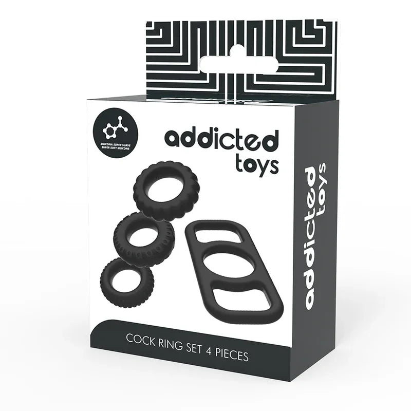 ADDICTED TOYS - SET 4 ANILLOS SILICONA PARA EL PENE - Nuvica