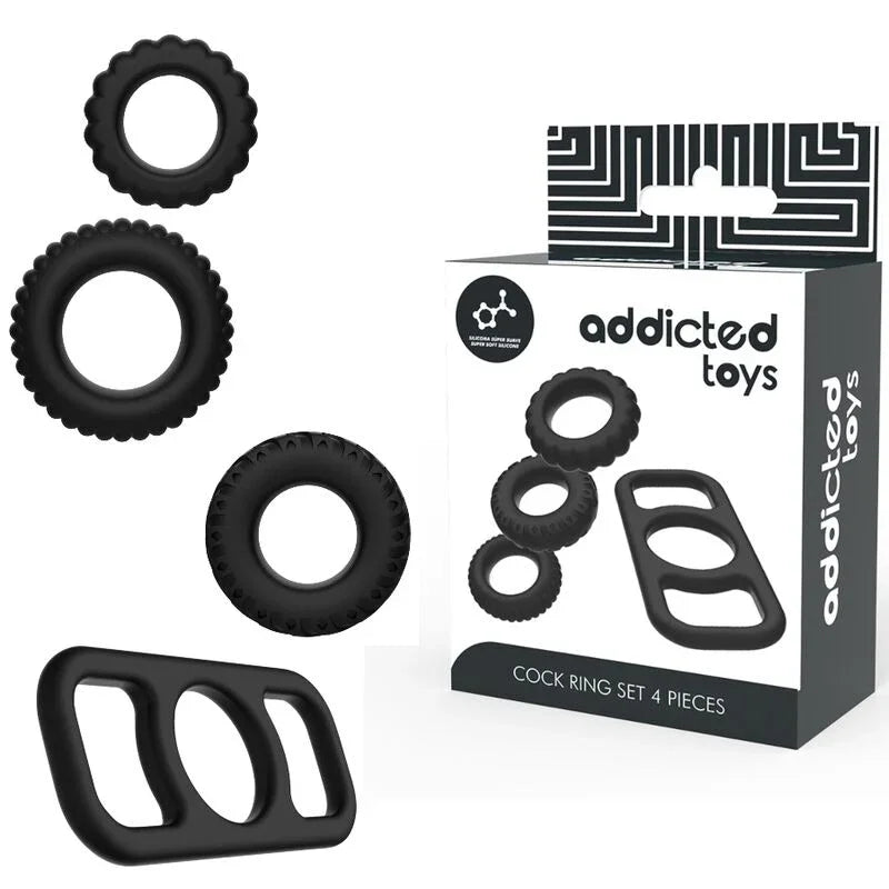 ADDICTED TOYS - SET 4 ANILLOS SILICONA PARA EL PENE - Nuvica