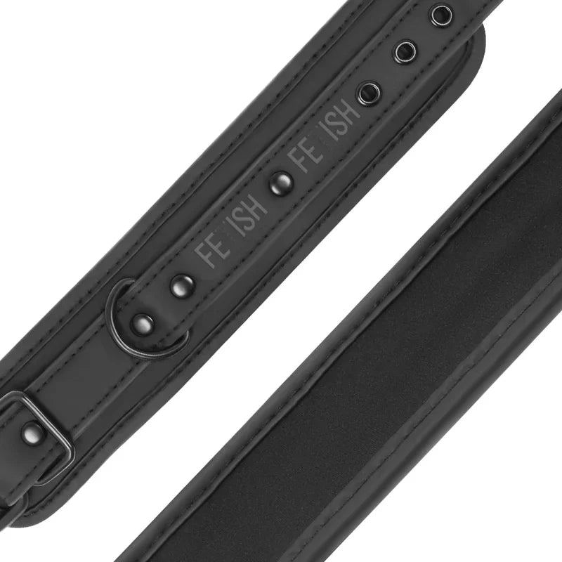 FETISH SUBMISSIVE - COLLAR Y ESPOSAS CUERO VEGANO CON FORRO DE NEOPRENO - Nuvica