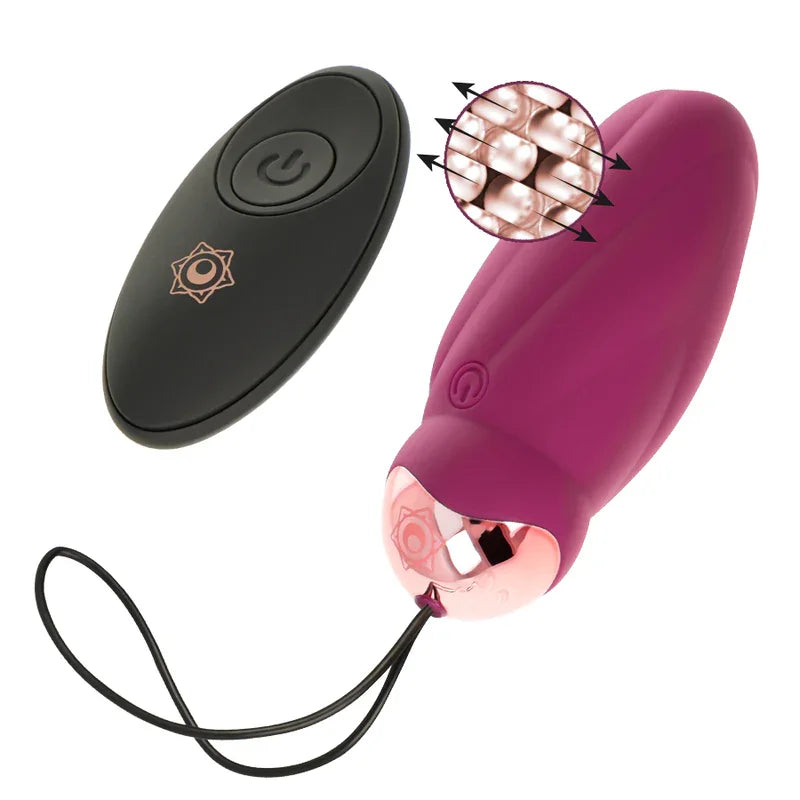 RITHUAL - SITA HUEVO CONTROL REMOTO ROTACIÓN DE PERLAS + VIBRACIÓN - Nuvica