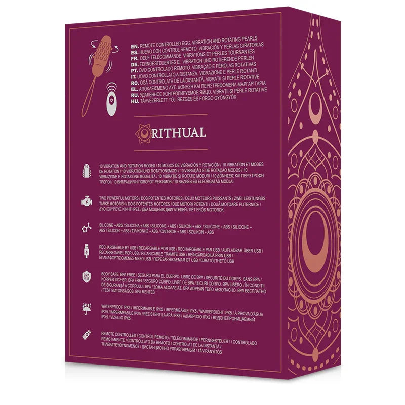 RITHUAL - SITA HUEVO CONTROL REMOTO ROTACIÓN DE PERLAS + VIBRACIÓN - Nuvica