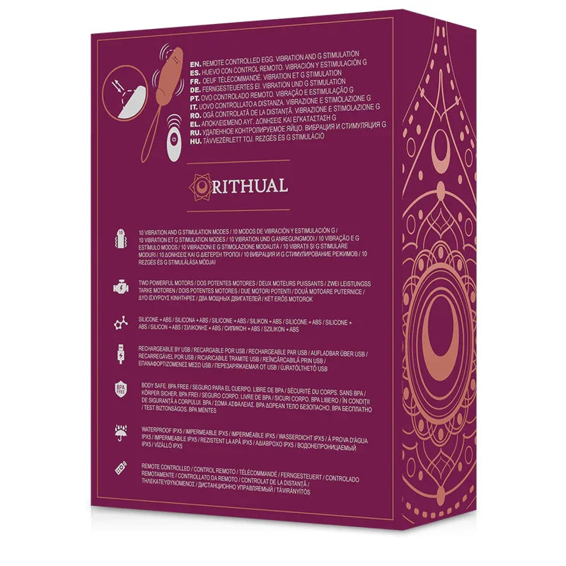 RITHUAL - PRIYA HUEVO CONTROL REMOTO G-SPOT + VIBRACIÓN - Nuvica