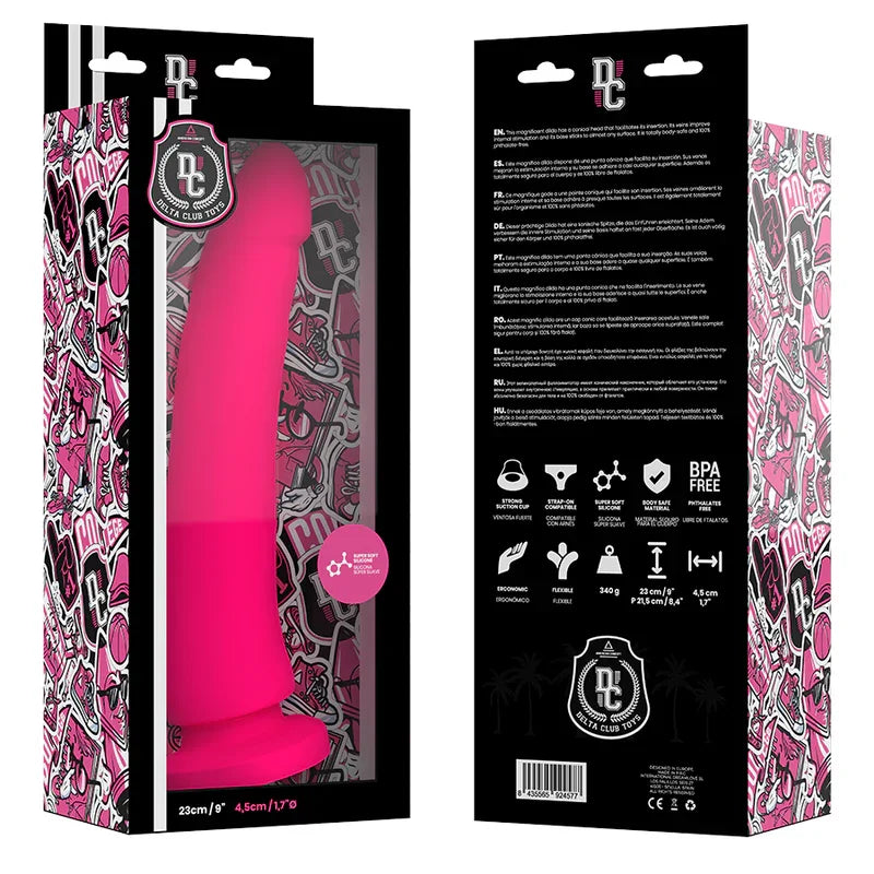 DELTA CLUB - DILDO REALISTA ROSA SILICONA MEDICA 23 CM -O- 4.5 CM - Nuvica