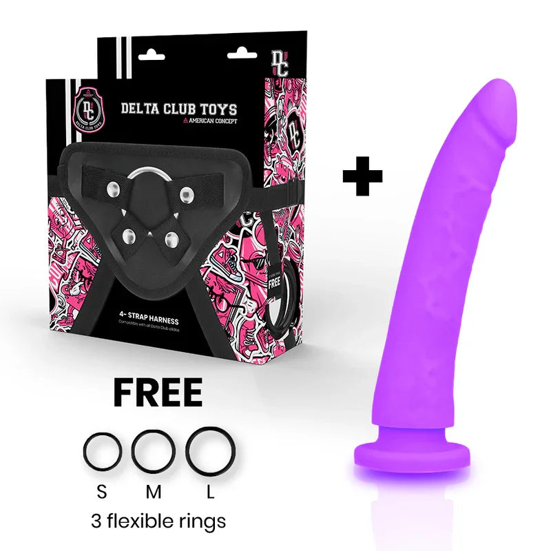 DELTA CLUB - TOYS ARNES + DILDO LILA SILICONA MEDICA 17 CM -O- 3 CM - Nuvica