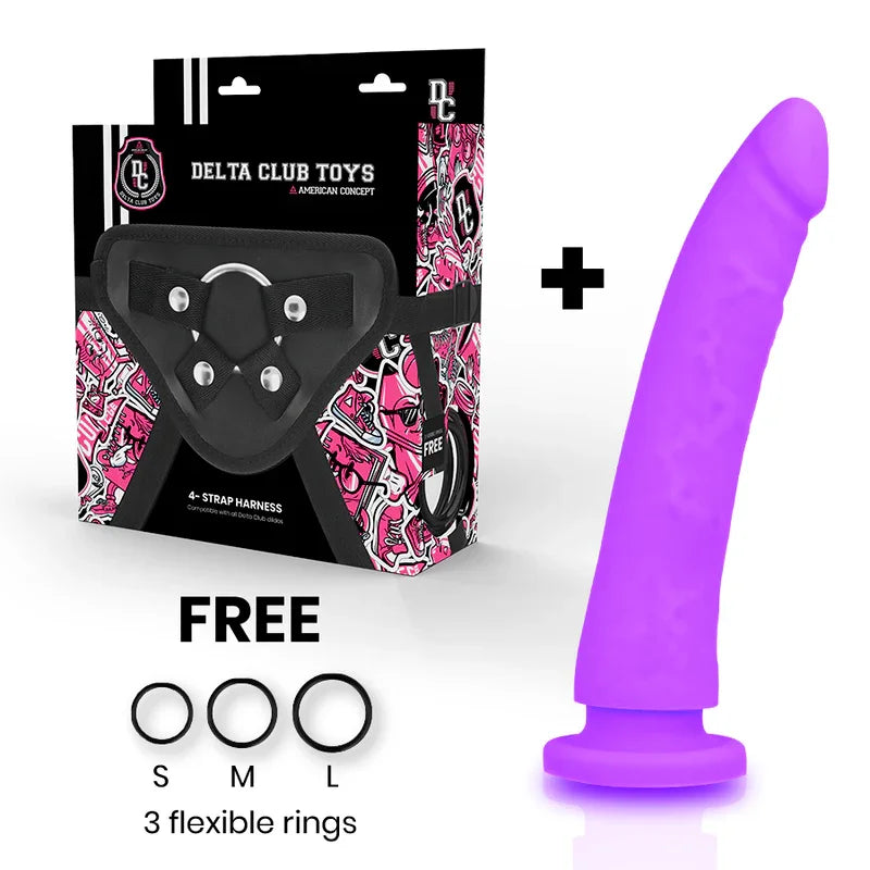 DELTA CLUB - TOYS ARNES + DILDO LILA SILICONA MEDICA 20 CM -O- 4 CM - Nuvica