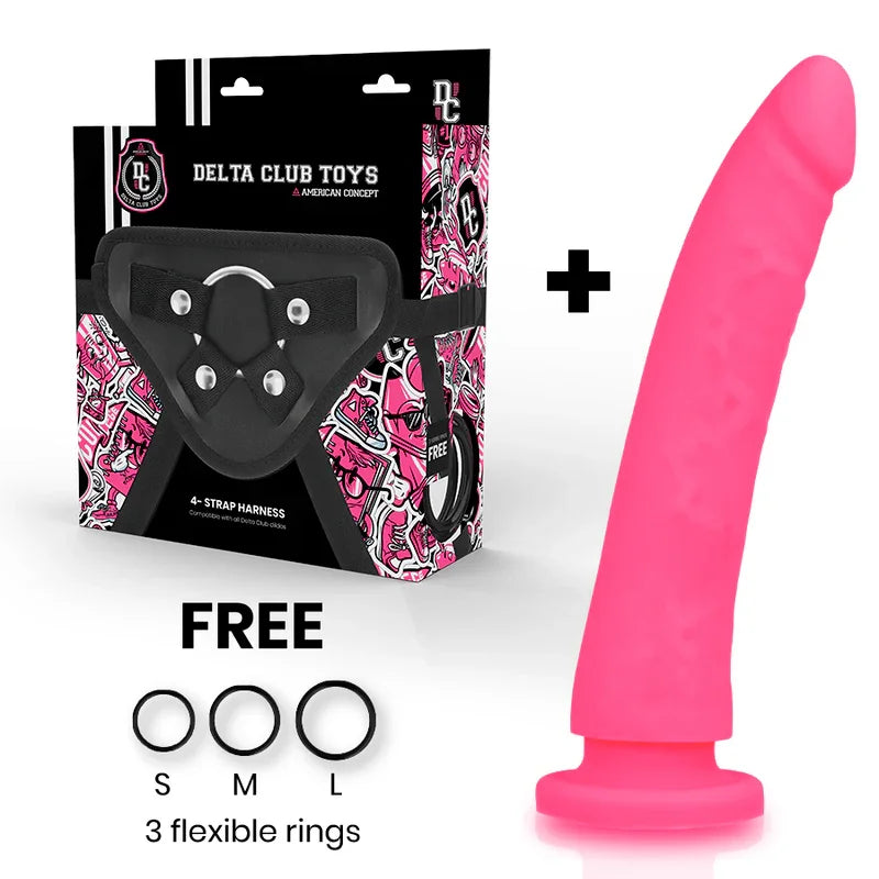 DELTA CLUB - TOYS ARNES + DILDO ROSA SILICONA MEDICA 23 CM -O- 4.5 CM - Nuvica
