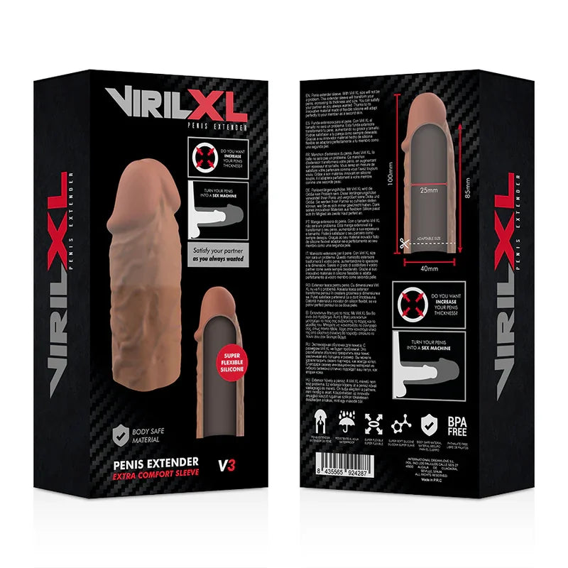 VIRILXL - EXTENSIÓN DE PENE LIQUID SILICONE V3 MARRÓN - Nuvica