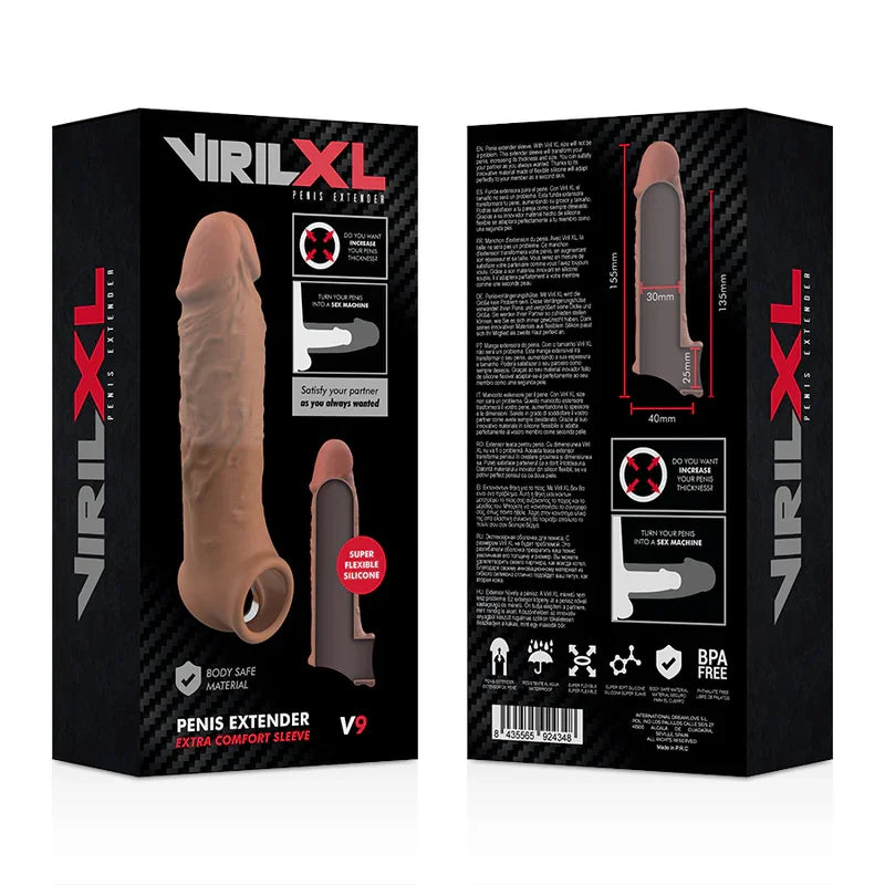 VIRILXL - EXTENSIÓN DE PENE LIQUID SILICONE V9 MARRÓN - Nuvica