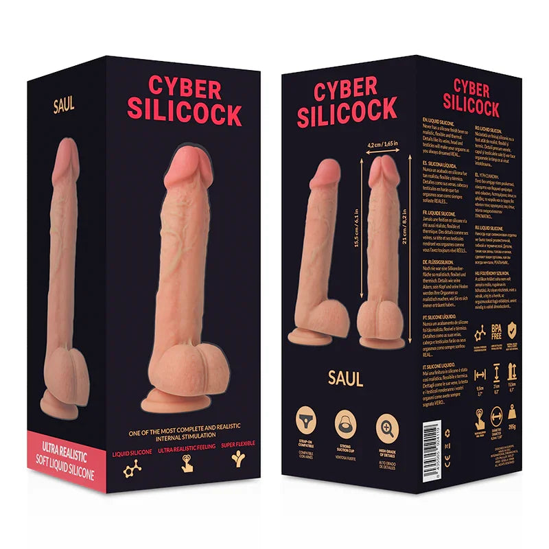 CYBER SILICOCK - ARNÉS SILICONA LIQUIDA SAUL 15.5 CM -O- 4.2 CM - Nuvica