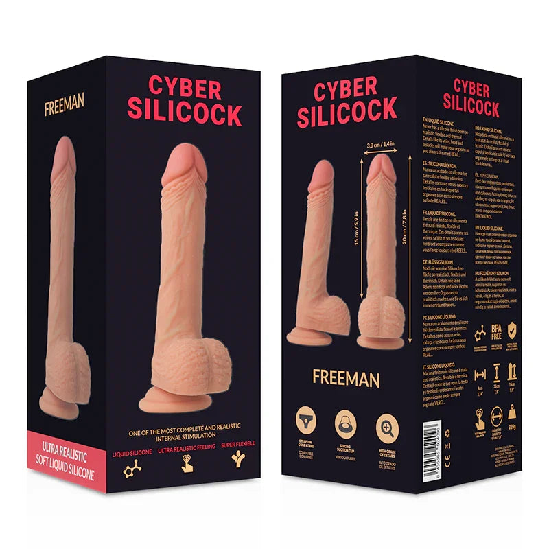 CYBER SILICOCK - ARNÉS SILICONA LIQUIDA FREEMAN 20 CM -O- 3.8 CM - Nuvica