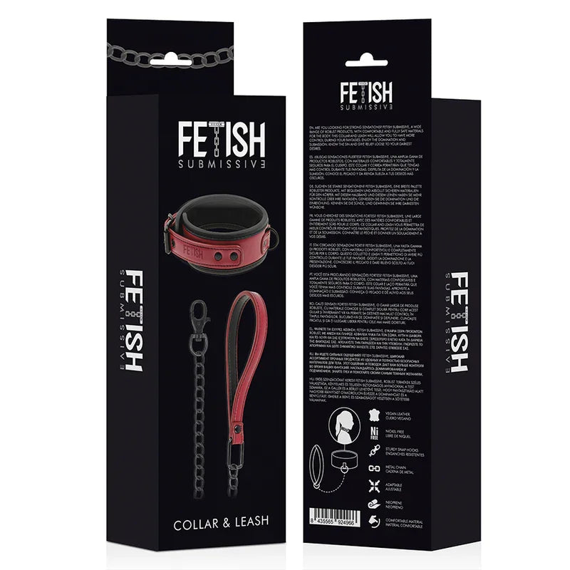 FETISH SUBMISSIVE DARK ROOM - COLLAR CON CADENA CON FORRO DE NEOPRENO - Nuvica