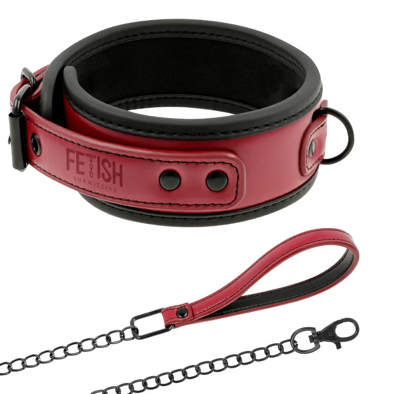 FETISH SUBMISSIVE DARK ROOM - COLLAR CON CADENA CON FORRO DE NEOPRENO - Nuvica