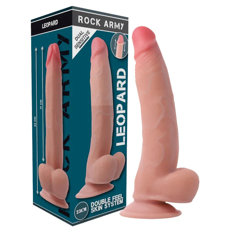 ROCKARMY - ARNÉS + DUAL DENSITY LEOPARD DILDO REALISTA 23 CM -O- 4.77 CM - Nuvica
