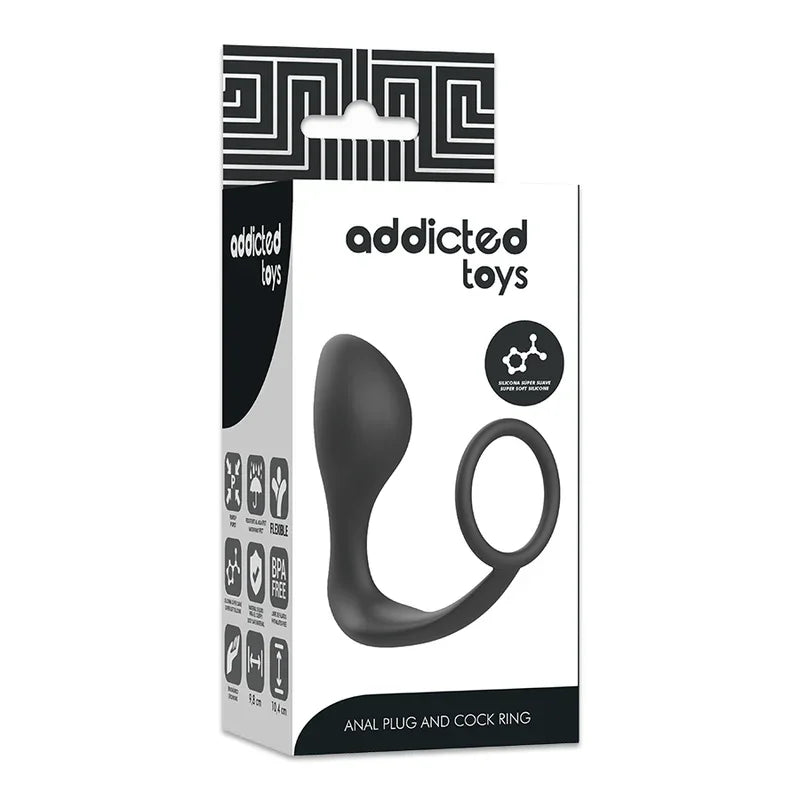 ADDICTED TOYS - PLUG ANAL CON ANILLO SILICONA NEGRO - Nuvica