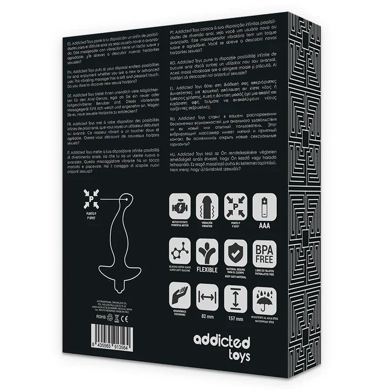 ADDICTED TOYS - MASAJEADOR ANAL CON VIBRACIÓN NEGRO MODELO 1 - Nuvica