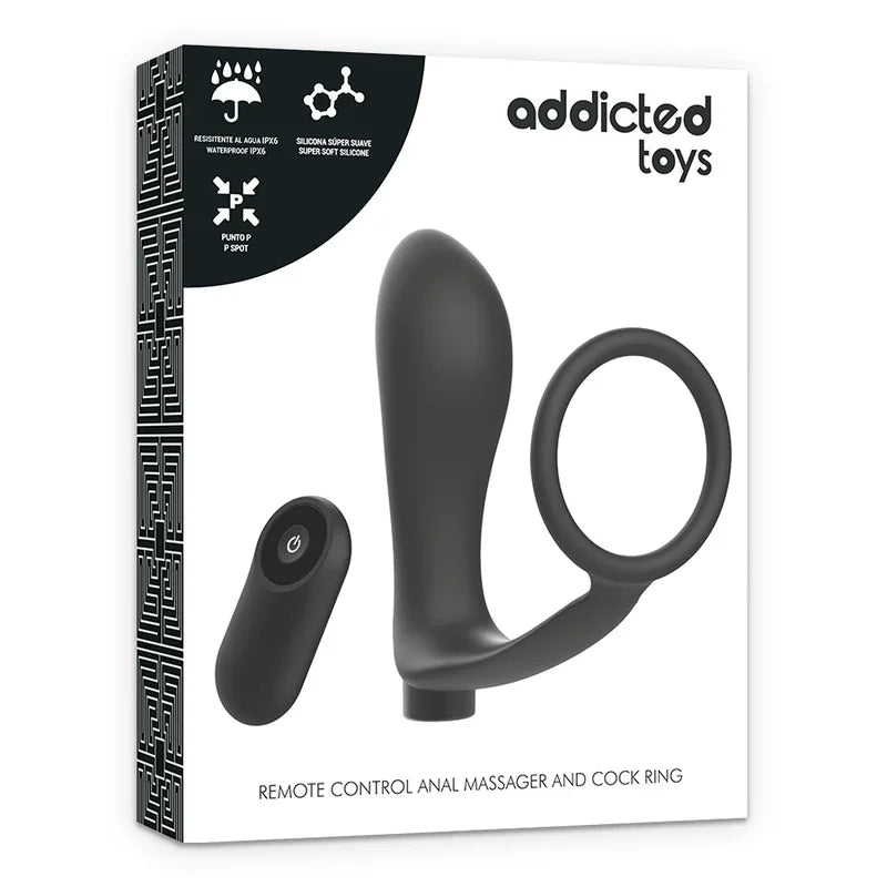 ADDICTED TOYS - ANILLA PENE CON PLUG ANAL CONTROL REMOTO NEGRO RECARGABLE - Nuvica