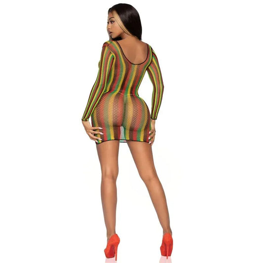 LEG AVENUE - MINIVESTIDO DE RED RASTAS TALLA ÚNICA - Nuvica