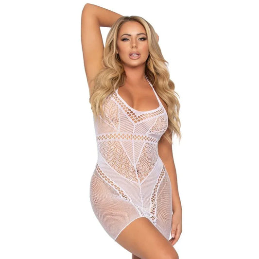 LEG AVENUE - MINIVESTIDO DE MULTI RED CON CUELLO HALTER NEGRO - Nuvica