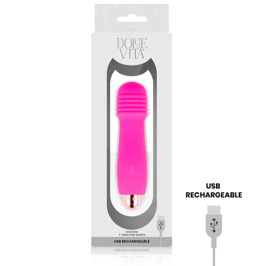 DOLCE VITA - VIBRADOR RECARGABLE THREE ROSA 7 VELOCIDADES - Nuvica