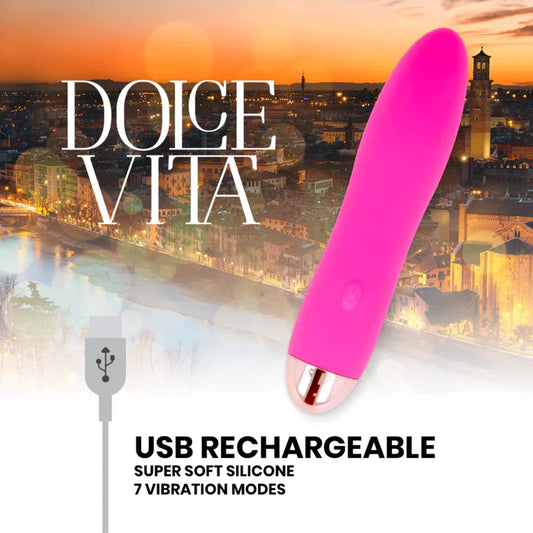 DOLCE VITA - VIBRADOR RECARGABLE FOUR ROSA 7 VELOCIDADES - Nuvica