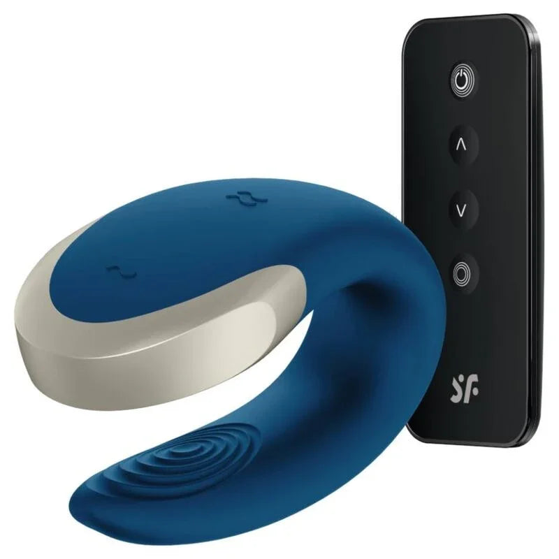 SATISFYER - APP DOUBLE LOVE VIBRADOR PAREJAS LUXURY AZUL - Nuvica
