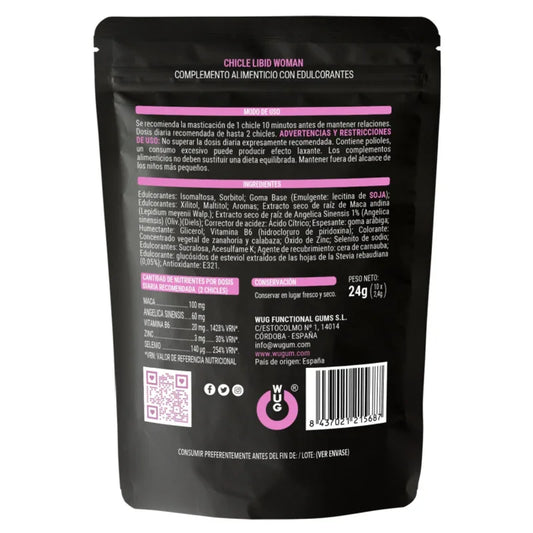 WUG SEX SENSE - LIBID WOMAN CHICLE AUMENTO LIBIDO MUJER 10 UNIDADES - Nuvica