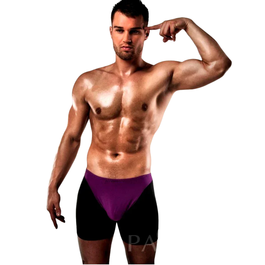 PASSION - BOXER 009 LILA/ NEGRO EROTIC LINGERIE S/M - Nuvica