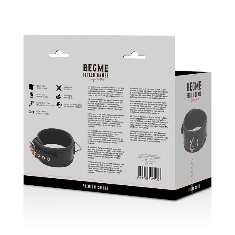 BEGME - BLACK EDITION COLLAR CUERO VEGANO CON FORRO DE NEOPRENO - Nuvica