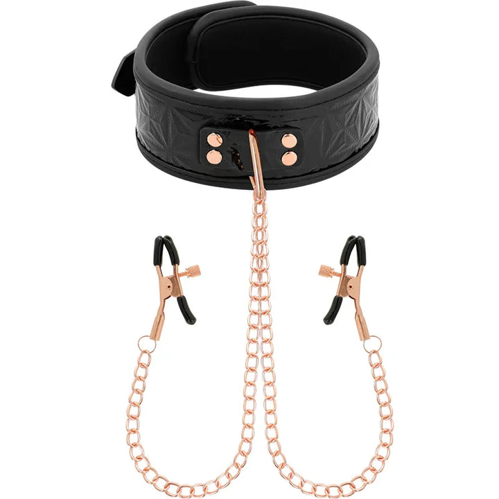 BEGME - BLACK EDITION COLLAR CON CADENAS Y PINZAS PEZONES CON FORRO DE NEOPRENO - Nuvica