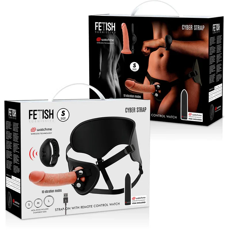 FETISH SUBMISSIVE CYBER STRAP - ARNÉS CON DILDO Y BALA CONTROL REMOTO TECNOLOGÍA WATCHME S - Nuvica